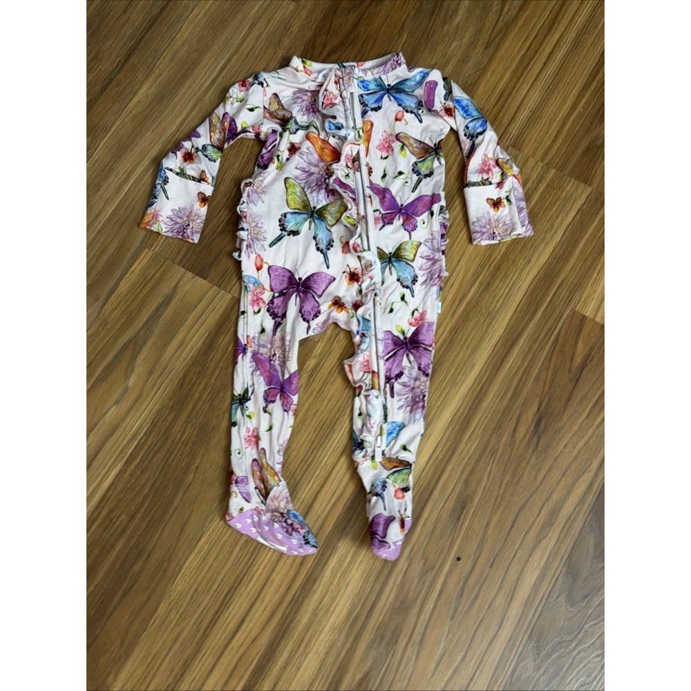 Posh Peanut Baby Girls Newborn 0-3 Months Ruffle Bum Bamboo Footed Sleeper Pjs